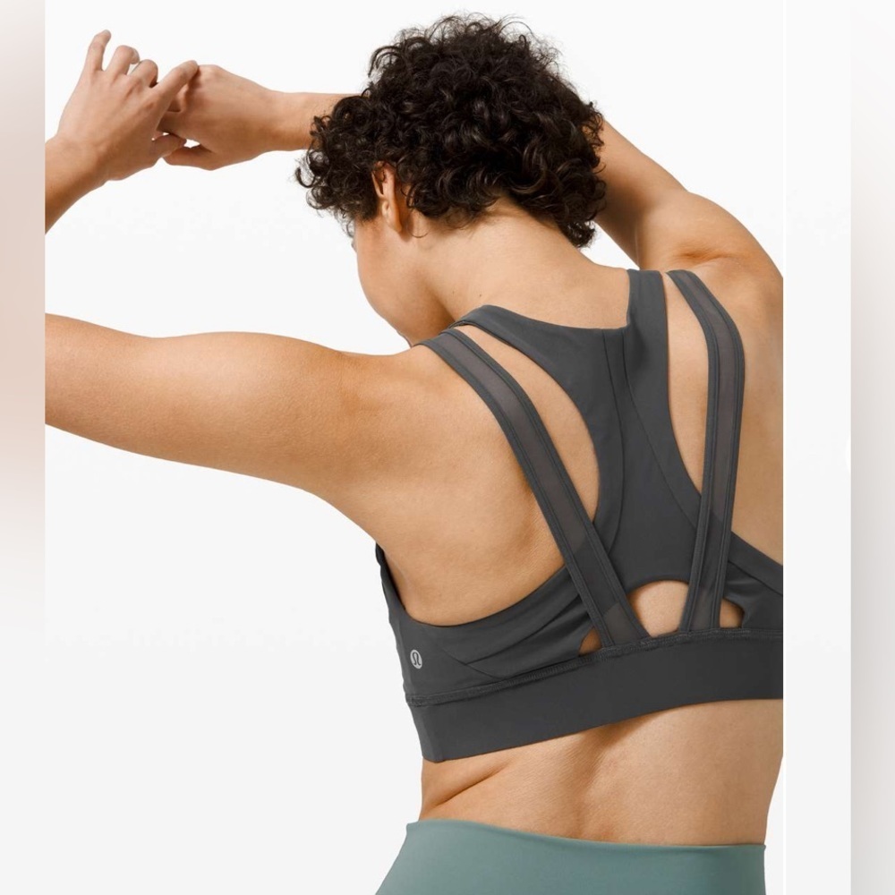 LULULEMON 🌟 Athletica GEARED TO TRAIN Bra Medium Support Graphite Gray 8 A/B - Picture 3 of 7